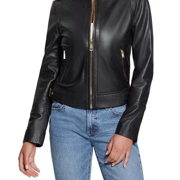 GUESS size S Women's Black Leather Jacket